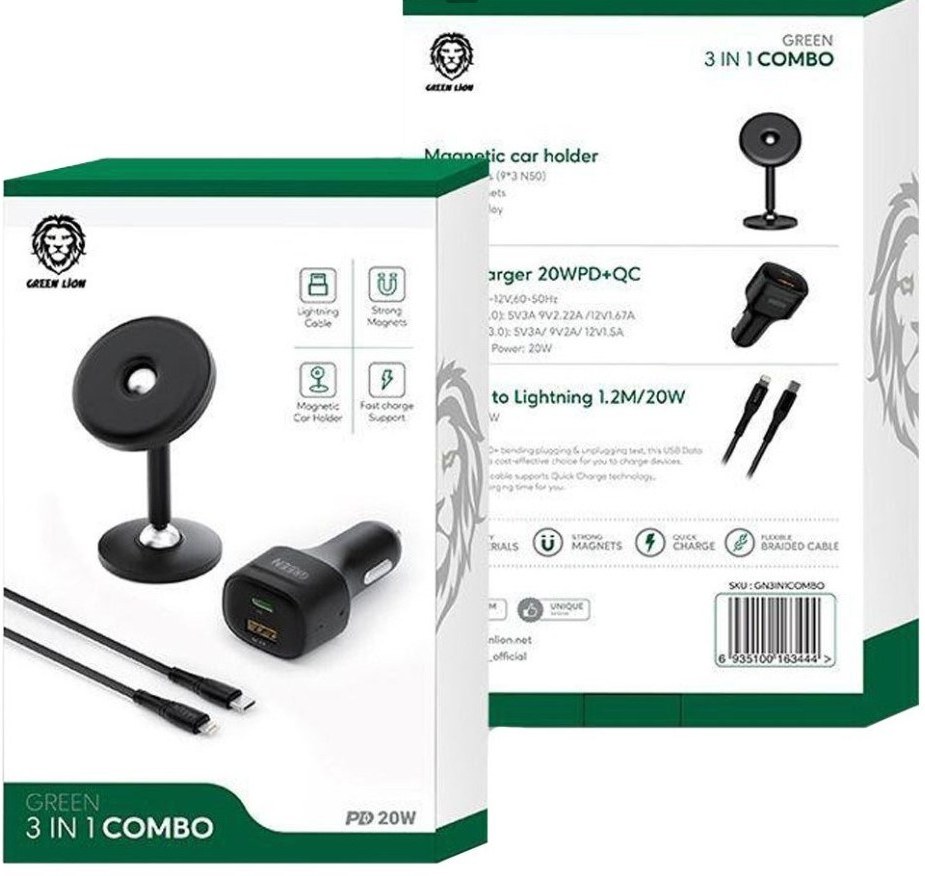 کیت شارژر فندکی GREEN LION 3 IN 1 COMBO