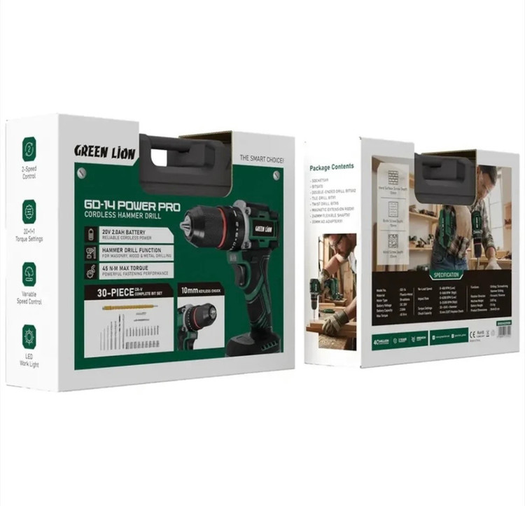 دریل پیچ گوشتی شارژی 10 میلی متری 20 ولت گرین لاین مدل GD-14